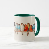 Vogelperch mit grüner Trimmschale Kaffee Tasse (VorderseiteRechts)