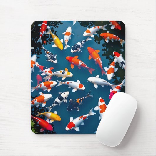 Vogelperspektive auf einen farbenfrohen Koi-Fischt Mousepad (Mit Mouse)