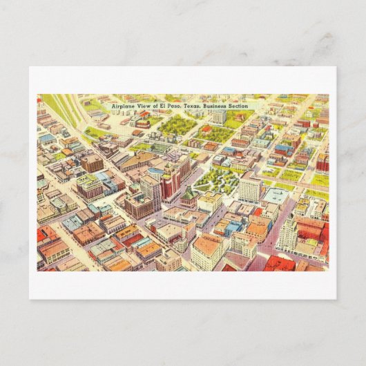 Vogelperspektive El Paso, Texas, Vintag Postkarte (Vorderseite)