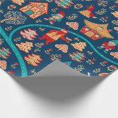 Vogelperspektive. Häuser, Wald, Zwerge, Bären, Füc Geschenkpapier (Ecke)