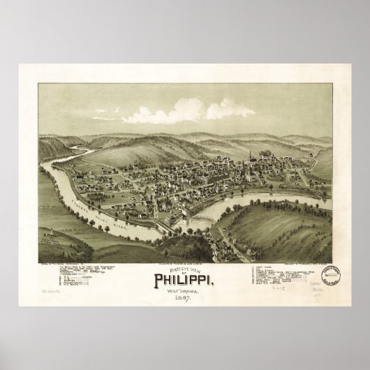Vogelperspektive Philippi, West Virginia (1897) Poster (Vorne)