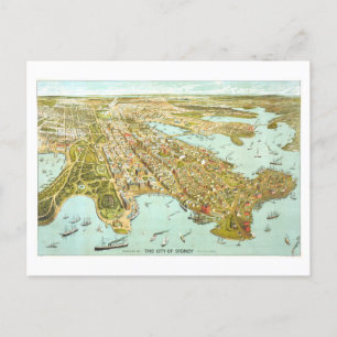 Vogelperspektive Sydney, Australien, 1888 Postkarte
