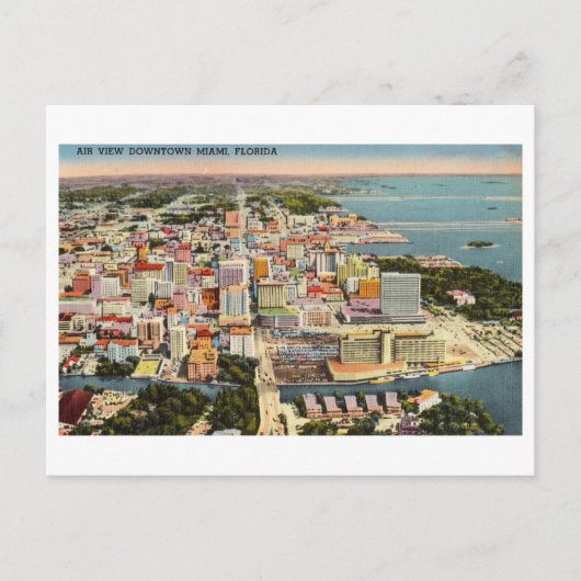 Vogelperspektive von Miami, Florida, Vintag Postkarte (Vorderseite)