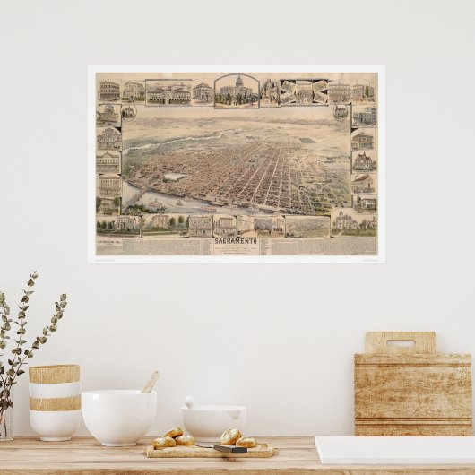 Vogelperspektive von Sacramento, Kalif. (1293) Poster (Küche)