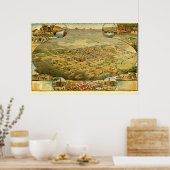 Vogelperspektivkarte von Phoenix, Arizona 1885 Poster (Küche)