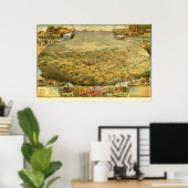 Vogelperspektivkarte von Phoenix, Arizona 1885 Poster (Heimbüro)