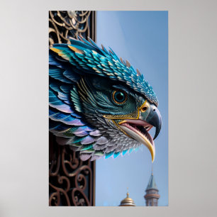 Vogelpinkeln durch verziertes Tor Poster