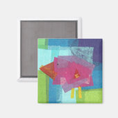 Vogelrosa auf blau magnet (Vorderseite/Rückseite)