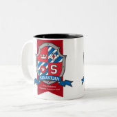 Vogels des Sebastianrotes Blau des Zweifarbige Tasse (Vorderseite Links)