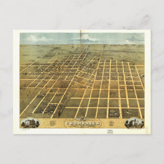 Vogel's Eye View of Champaign Illinois (1869) Postkarte
