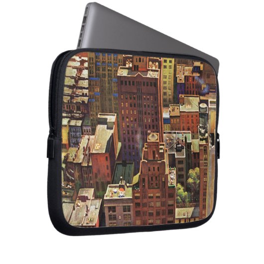 Vogel's-Eye View of New York City by John Falter Laptopschutzhülle (Vorne Rechts)