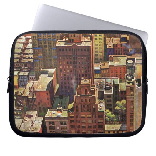 Vogel's-Eye View of New York City by John Falter Laptopschutzhülle (Vorderseite)