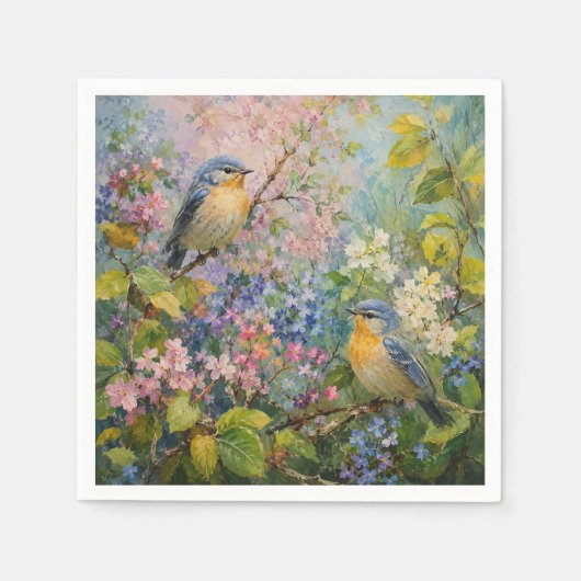 Vogelsang unter Blüten Serviette (Vorderseite)