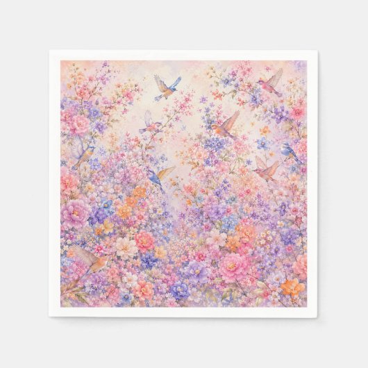 Vogelsang unter Blüten Serviette (Vorderseite)