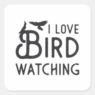 Vogelschau Ich liebe Vogelbeobachtung Vintage Voge Quadratischer Aufkleber