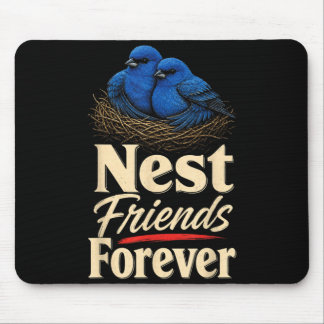 Vogelschau-Nest-Freunde für immer Indigofink Mousepad