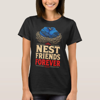Vogelschau-Nest-Freunde für immer Indigofink T-Shirt