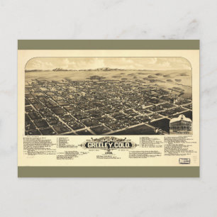 Vogelschau von Greeley Colorado (1882) Postkarte