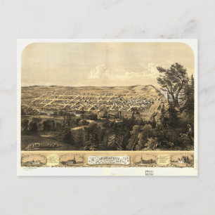 Vogelschau von Michigan City, Indiana (1869) Postkarte