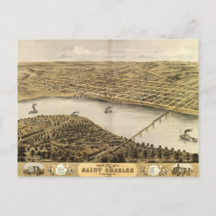 Vogelschau von Saint Charles, Missouri (1869) Postkarte