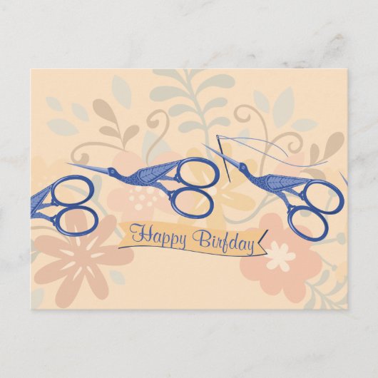 Vogelschere zum Nähen Postkarte (Vorderseite)