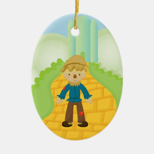 Vogelscheuche auf gelber keramik ornament