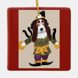 Vogelscheuche Basset Hound Keramikornament