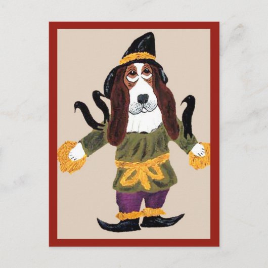 Vogelscheuche Basset Hound Postkarte (Vorderseite)