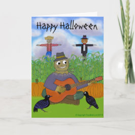 Vogelscheuche, die Gitarre spielt Karte