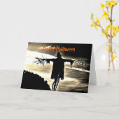 Vogelscheuche-glückliche Halloween-Karte Karte (Gelbe Blume)