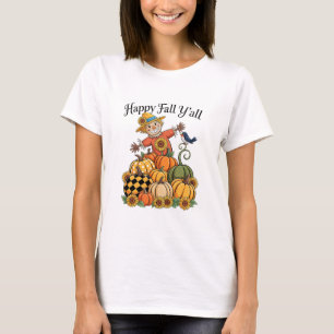 Vogelscheuche Happy Fall Y'all Kürbis Thanksgiving T-Shirt