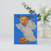 Vogelscheuche Jack O' Lantern Kürbis Geist Postkarte (Stehend Vorderseite)