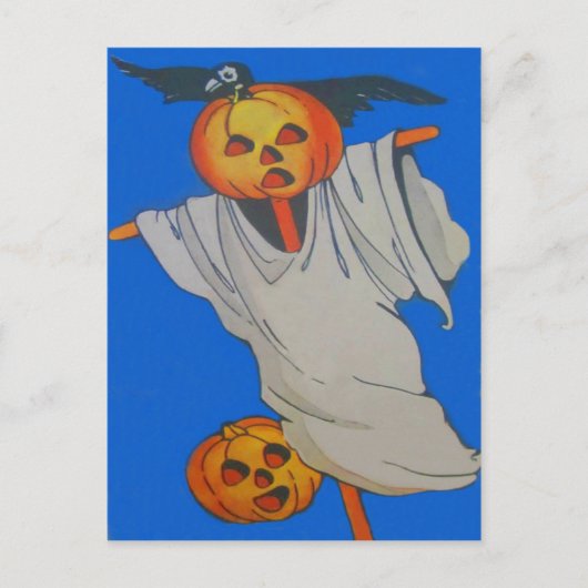 Vogelscheuche Jack O' Lantern Kürbis Geist Postkarte (Vorderseite)