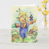 Vogelscheuche mit einer Vogelfreundin-Grußkarte Karte (Gelbe Blume)