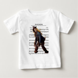 Vogelscheuche mit Notenblatt-Hintergrund Baby T-shirt