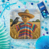 Vogelscheuche mit Sombrero und Poncho Pappteller (Party)