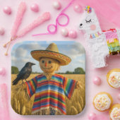 Vogelscheuche mit Sombrero und Poncho Pappteller (Party)