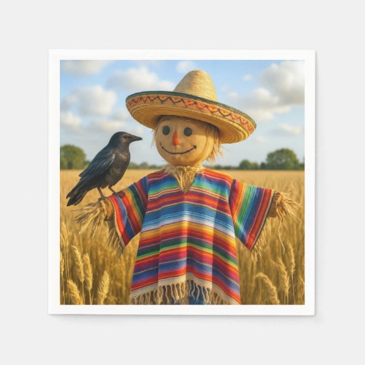 Vogelscheuche mit Sombrero und Poncho Serviette (Vorderseite)