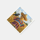 Vogelscheuche mit Sombrero und Poncho Serviette (Ecke)