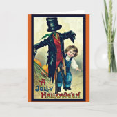 Vogelscheuche mit Spitzenhut-Vintager Karte (Vorderseite)