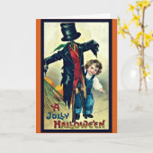 Vogelscheuche mit Spitzenhut-Vintager Karte (Gelbe Blume)