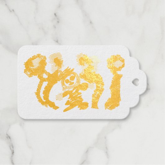 Vogelscheuchen Sonnenblumen Freude Geschenkanhänger (Vorderseite (Horizontal))