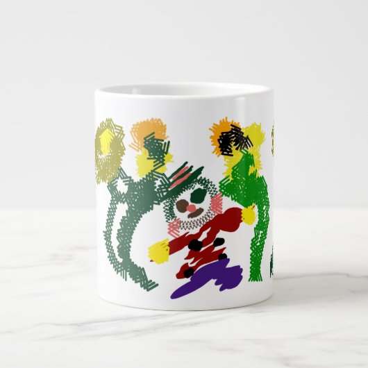 Vogelscheuchen Sonnenblumen Freude Jumbo-Tasse (Vorderseite)