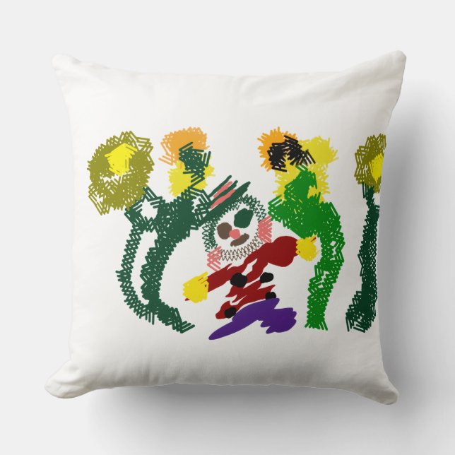 Vogelscheuchen Sonnenblumen Freude Kissen (Vorderseite)
