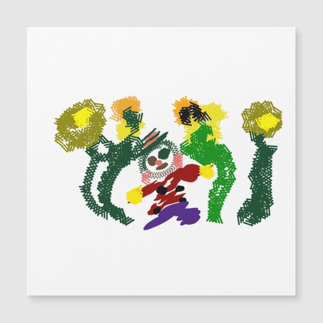 Vogelscheuchen Sonnenblumen Freude Magnetkarte (Vorderseite)
