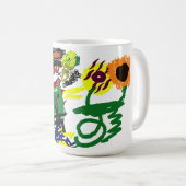 Vogelscheuchen Sonnenblumen Stil Freude Kaffeetasse (VorderseiteRechts)