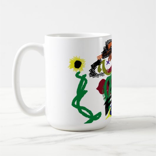 Vogelscheuchen Sonnenblumen Stil Freude Kaffeetasse (Links)