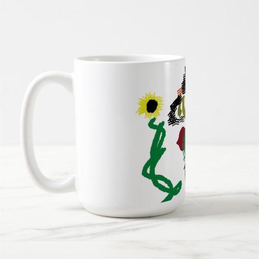 Vogelscheuchen Sonnenblumen Stil Freude Kaffeetasse (Links)