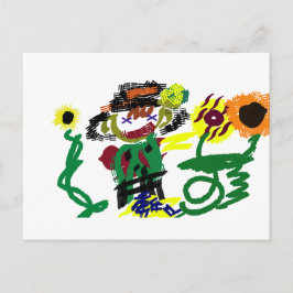 Vogelscheuchen Sonnenblumen Stil Freude Postkarte