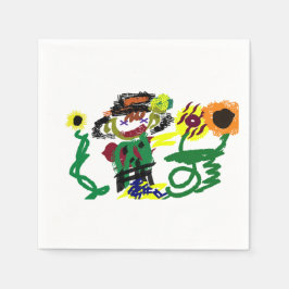 Vogelscheuchen Sonnenblumen Stil Freude Serviette